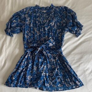 Sundry Blue Floral Ruffle Dress